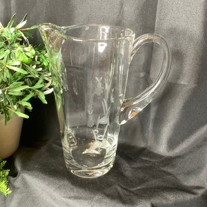 Beautiful vintage 32oz glass cocktail martini pitcher etched w/ flowers & stems